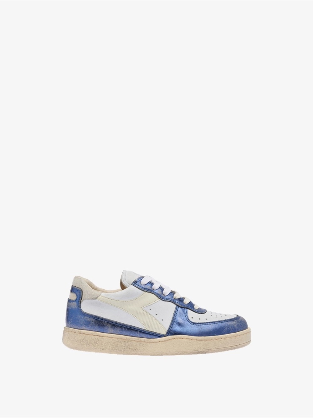 Diadora Heritage Mi Basket Low Metallic Dirty Sneaker White and Twilight Blue